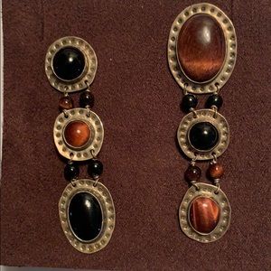 Sterling onyx & tigers eye look Earrings